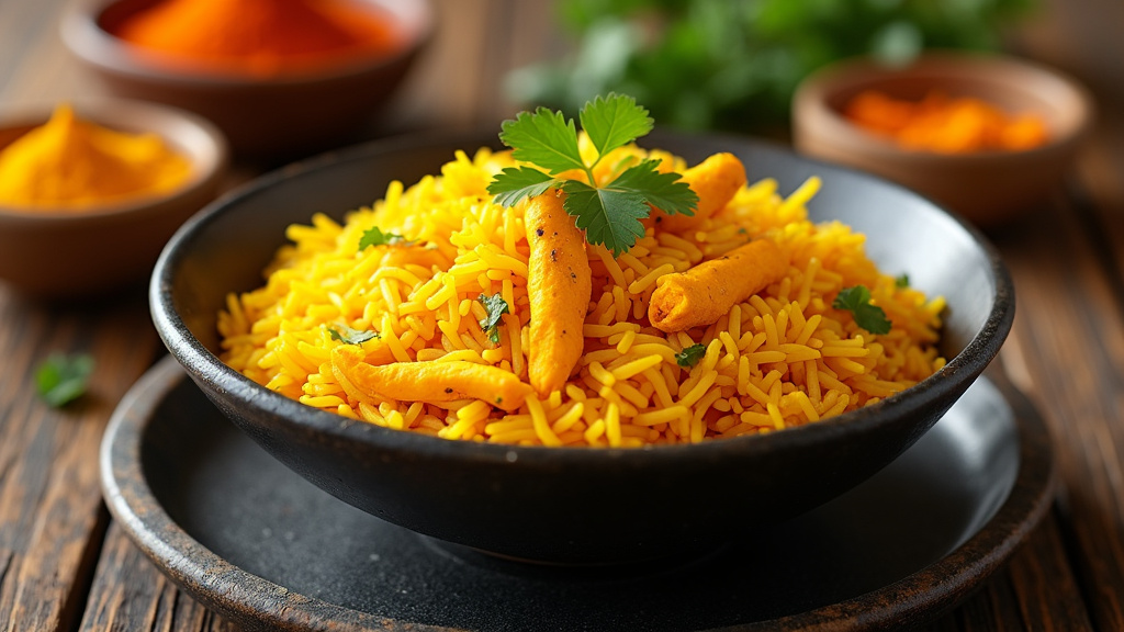 Poudre de curcuma dans un bol en céramique - épice dorée prête à l'emploi