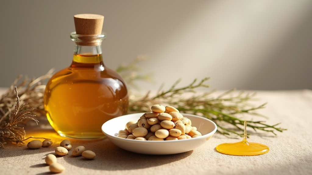 Flacon d'huile de ricin naturelle avec des feuilles de ricin en arrière-plan