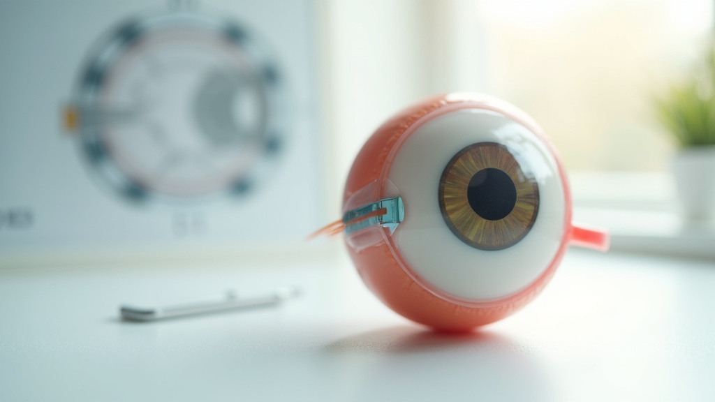 Implant rétinien PRIMA en situation dans l'œil humain - représentation artistique