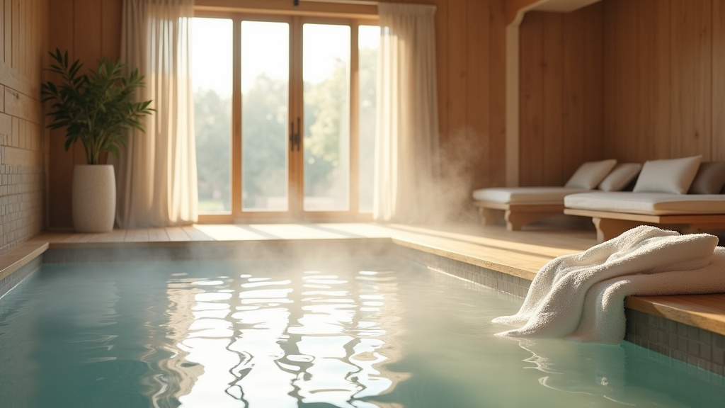 Intérieur du spa Casa Mila à Angers - espace coloré et lumineux avec jacuzzi à débordement