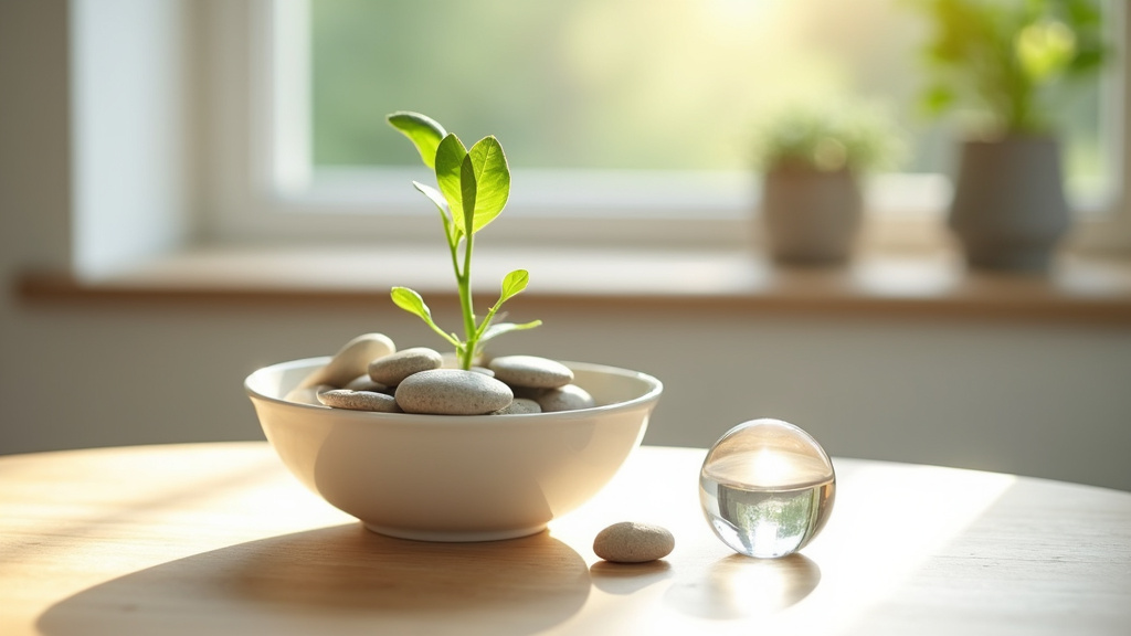 Illustration de la psychologie positive - personne souriante dans un environnement naturel apaisant