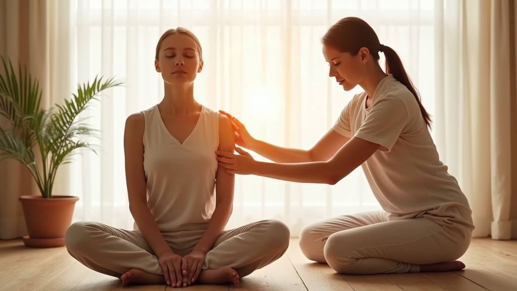 Illustration du test musculaire kinésiologique - praticien testant la résistance d'un bras